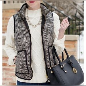 J.Crew Excursion puffer Down vest herringbone pattern Quilted Size‎ XS